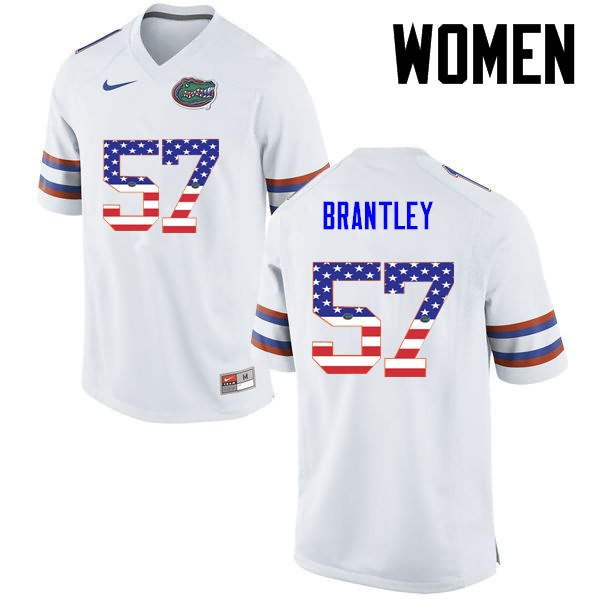 NCAA Florida Gators Caleb Brantley Women's #57 USA Flag Fashion Nike White Stitched Authentic College Football Jersey SXQ5464ZB